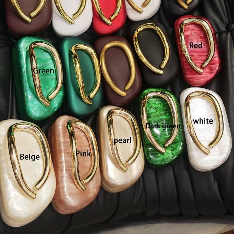 CUXVA Acrylic Clutch Purse for Women Classic Round Acrylic Evening Handbag Vintage Metal Handlebars Bag for Wedding Party Prom - Image 5